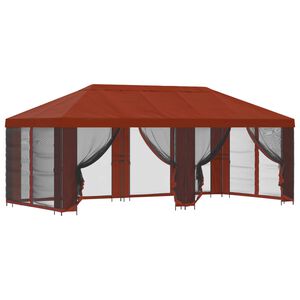 vidaXL Градинска беседка със стени 6 x 3 m Теракота