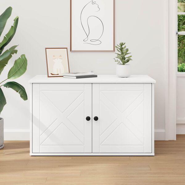 vidaXL Къща за котки Бяло 85 x 55 x 50,5 см Инженерно дърво