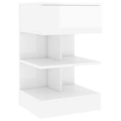 vidaXL Нощни шкафчета, 2 бр, бял гланц, 40x35x65 см
