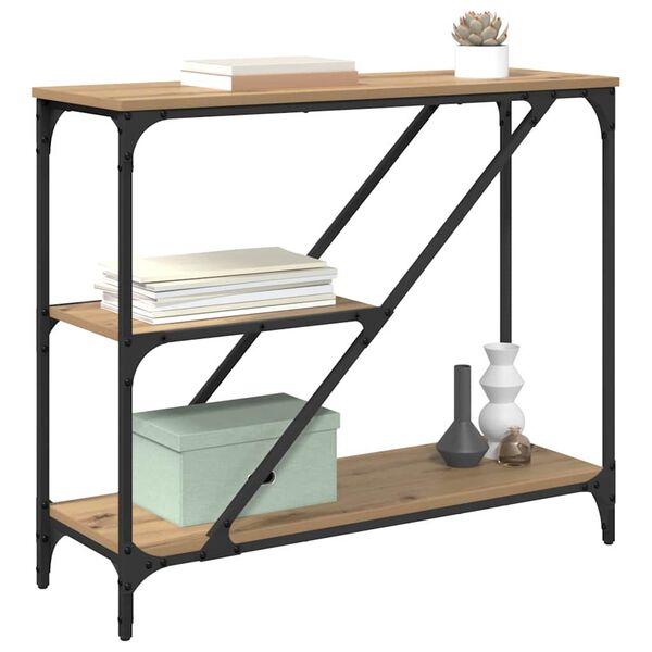 vidaXL Конзолна маса Дъб 88,5 x 30 x 75 см Инженерно дърво