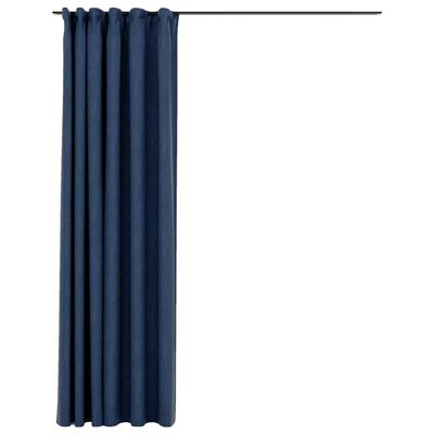 vidaXL Затъмняваща завеса с куки, имитираща лен, синя, 290x245 см