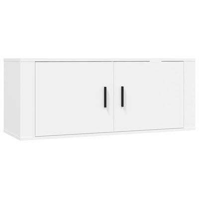 vidaXL ТВ шкаф за стенен монтаж, бял, 100x34,5x40 см