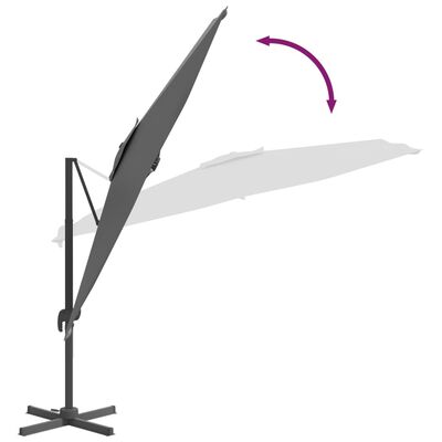 vidaXL Конзолен чадър с алуминиев прът, антрацит, 400x300 см