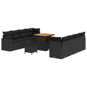 vidaXL Градински Софа Комплект 11 pcs Черно полиратан
