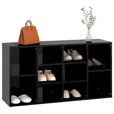 vidaXL Пейка за обувки, черен гланц, 103x30x54,5 см, ПДЧ