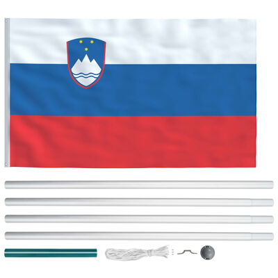 vidaXL Флаг на Словения и алуминиев флагщок, 6,2 м
