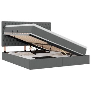 vidaXL Легло с място за съхранение и LED с LED Тъмен сив 160 x 200 cm