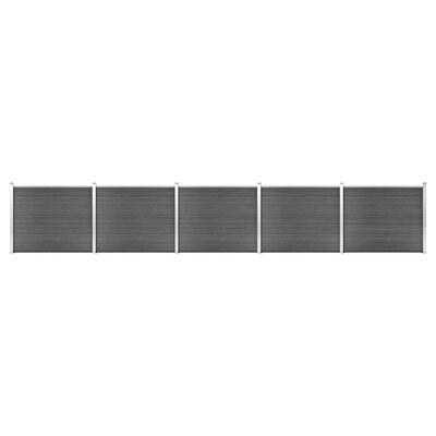 vidaXL Комплект оградни панели, WPC, 872x146 см, черен