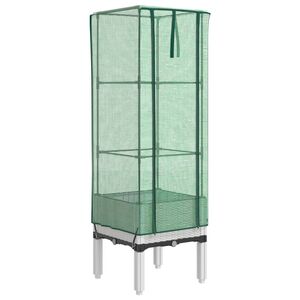 vidaXL Повдигнато легло с оранжерия калъф, ратанов вид, 40x40x140 см