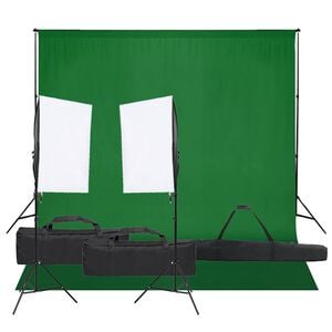 vidaXL Фотографски комплект за студио с комплект лампи и фон