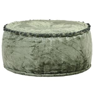 vidaXL Кръгъл пуф, кадифе, 40x20 см, зелен