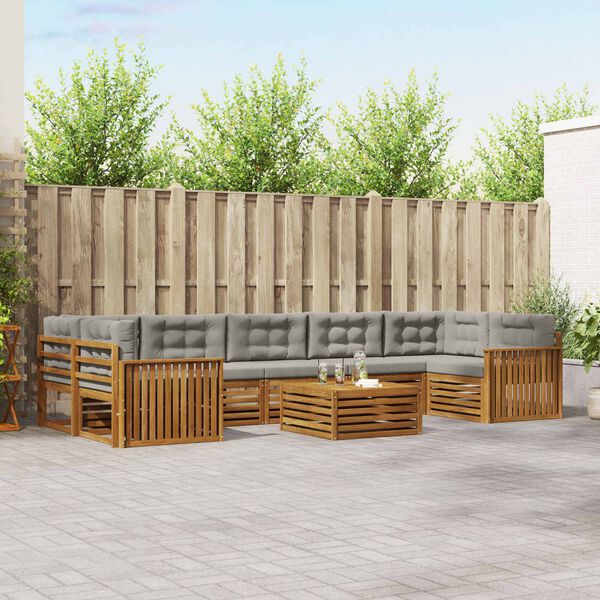 vidaXL Комплект дивани за открито 8 pcs Естествено и светло сиво