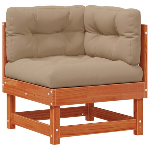 vidaXL Градинен ъглов диван Масивна боровина Восъчен Кафяв