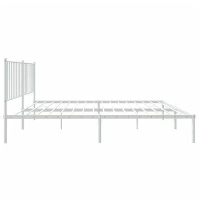 vidaXL Метална рамка за легло с горна табла, бяла, 160x200 см
