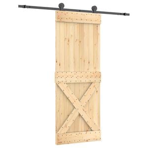 vidaXL Преплъзваща се врата 80 x 210 cm Естествено и черно