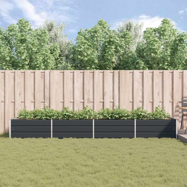 vidaXL Кашпа Антрацит 195 x 100 x 45 см Галванизирана стомана