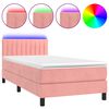 vidaXL Боксспринг легло с матрак и LED, розово, 80x200 см, кадифе