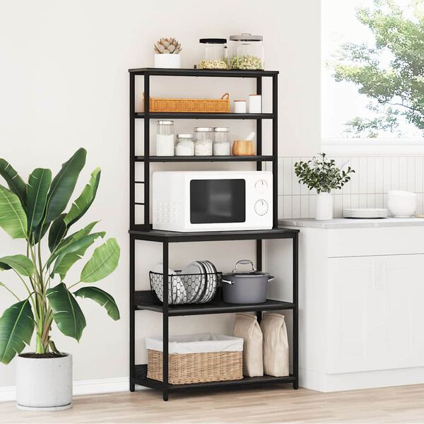 vidaXL Кухненски рафт Черния дъб 80 x 40 x 168 см Инженерно дърво