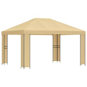 vidaXL Шатра 4 &times; 3 m Кремаво Полиестер и стомана 190 gsm