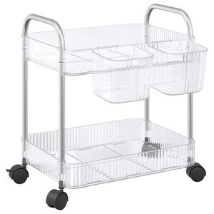 vidaXL Количка за съхранение на 2 нива Прозрачна 37x28x43,5 cm Акрил