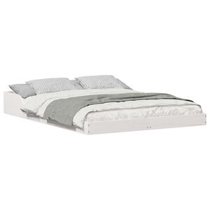 vidaXL Рамка за легло Бяло 120 x 200 cm Солидно борово дърво