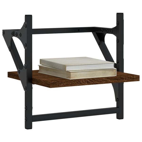 vidaXL Стенни рафтове с пръти 2 бр кафяв дъб 30x25x30 см