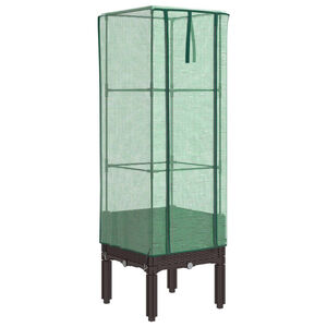 vidaXL Повдигнато легло с оранжерия калъф, ратанов вид, 40x40x140 см