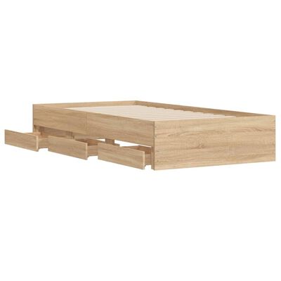 vidaXL Рамка за легло с чекмедже дъб сонома 90x190 см инженерно дърво