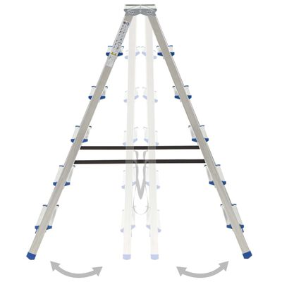 vidaXL Алуминиева двойна сгъваема стълба, 6 стъпала, 136 см