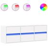 vidaXL Стенен ТВ шкаф с LED осветление, бял, 130x31x45 см