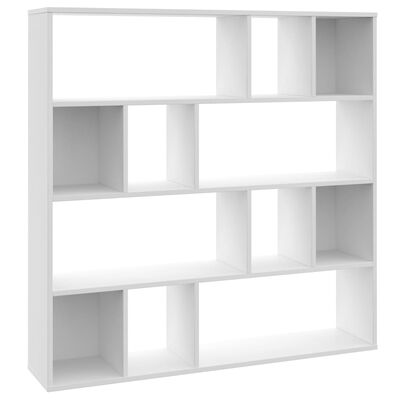 vidaXL Разделител за стая/библиотека, бял, 110x24x110 см, ПДЧ