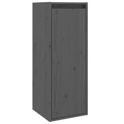 vidaXL Стенен шкаф, сив, 30x30x80 см, борово дърво масив