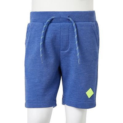 Детски къси панталони с шнурове, син меланж, 92