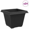 vidaXL Квадратна цветна саксия 24 pcs Черно 43 x 43 x 33,5 см