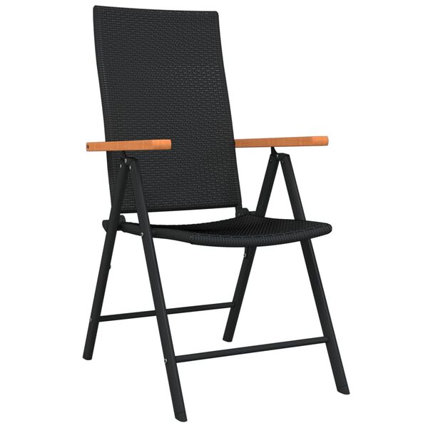 vidaXL Градински трапезен комплект, 7 части, черен