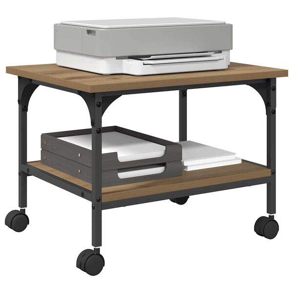 vidaXL Стойка за принтер Дъб 50 x 40 x 38 cm Инженерно дърво