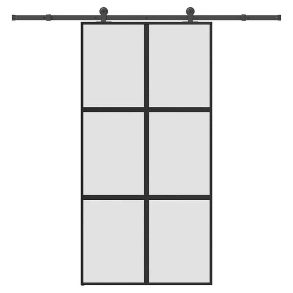 vidaXL Плъзгаща се врата с обков 102,5x205 см Закалено стъкло&Алуминий