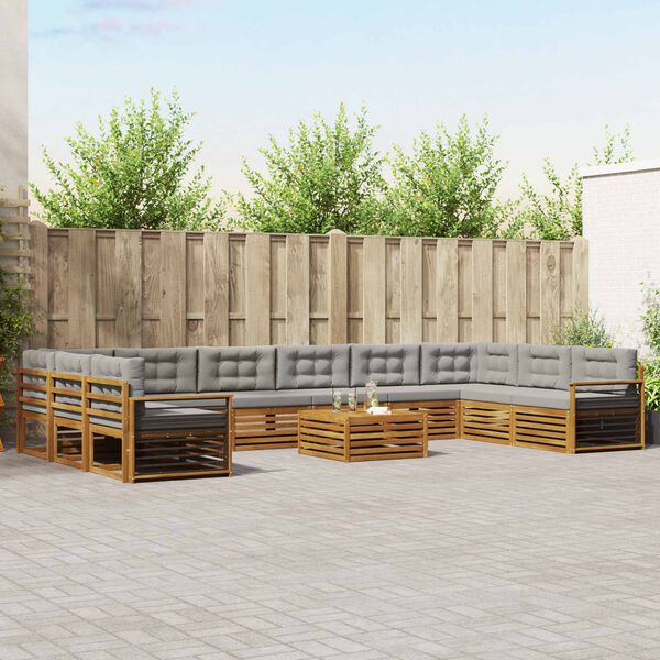 vidaXL Комплекти дивани с възглавница 11 pcs Естествено и светло сиво