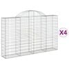 vidaXL Габионни кошници арка 4 бр 200x30x120/140см поцинковано желязо