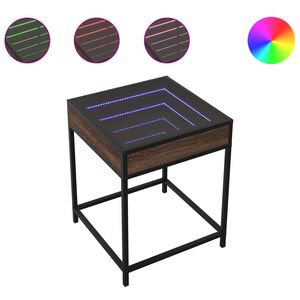 vidaXL Нощна масичка с Infinity LED, кафяв дъб, 40x40x51 см