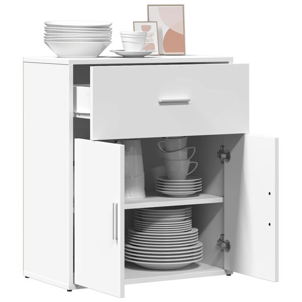 vidaXL Сайдборд, бял, 60x31x70 см, инженерно дърво