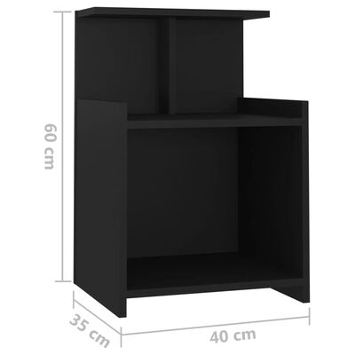 vidaXL Нощнo шкафчe, чернo, 40x35x60 см, ПДЧ