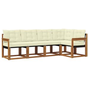 vidaXL Комплект дивани за открито 5 pcs Натурален и Крема
