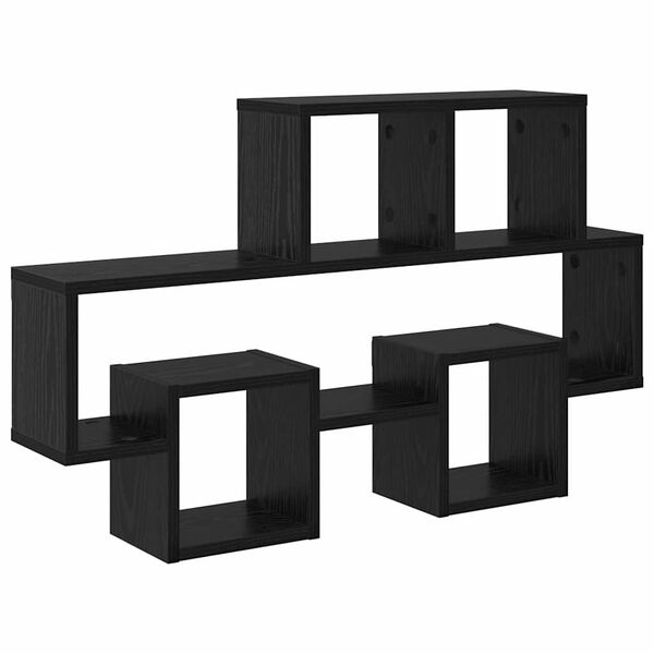 vidaXL Стенен рафт с рафт Черен дъб 82 x 15 x 51 см Инженерно дърво