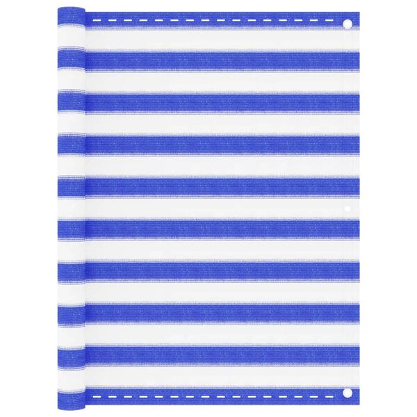 vidaXL Балконски параван, синьо и бяло, 120x300 см, HDPE