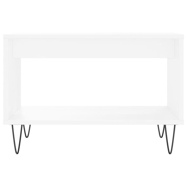 vidaXL Маса за кафе, бяла, 60x50x40 см, инженерно дърво