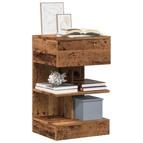 vidaXL Нощни шкафчета, 2 бр, старо дърво, 40x35x65 см, ПДЧ