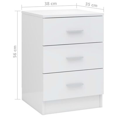 vidaXL Нощни шкафчета, 2 бр, бял гланц, 38x35x56 см, ПДЧ