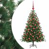 vidaXL Изкуствена коледна елха с топки 150 см 150 LED светодиода