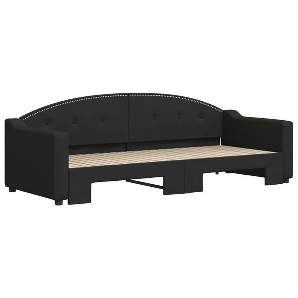 vidaXL Канапе с изтеглящо разтегателно легло черно 80x200 см плат